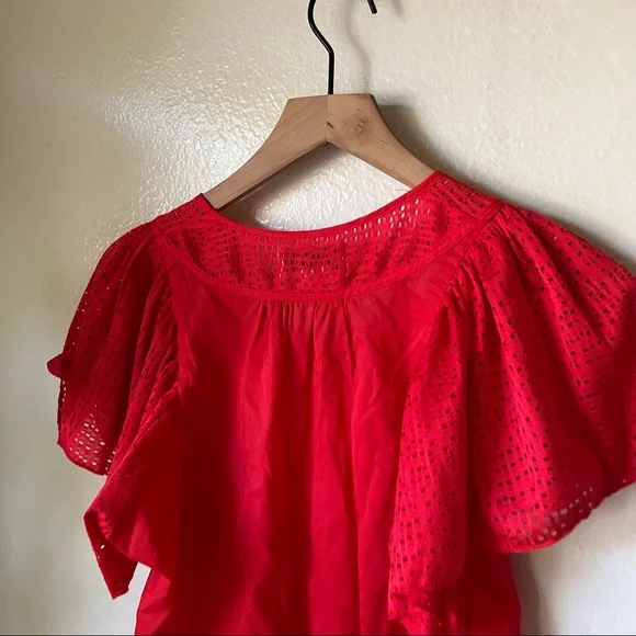 Anthropologie | Eyelet Flutter Sleeve Top - Picture 6 of 6